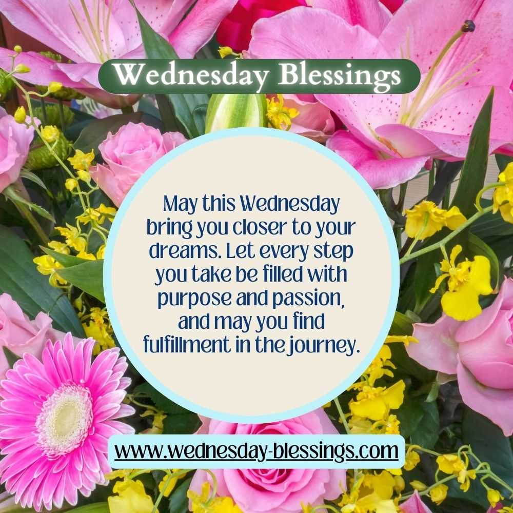 wednesday blessings with blooming flowers of love and joy